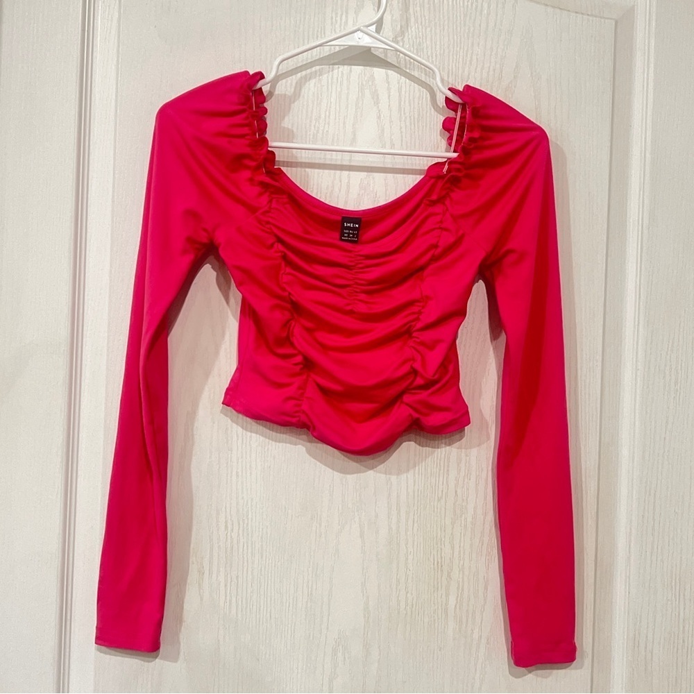 REMOVING SOON FINAL PRICE SHEIN Hot Pink Ruched Crop Top